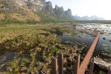 Tatlı su bataklığı ve Tayland 'ın en büyük sulak arazisi, mangrov ormanları, kuş türleri ve ekosistemlerin geniş çeşitliliği, tahta kaldırımlar, nilüferler ve dağ manzarası üzerinde doğa yürüyüşü..
