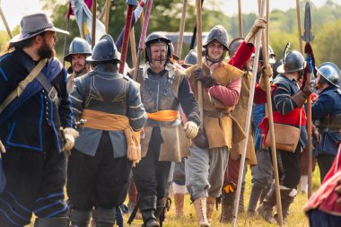 Worcestershire, İngiltere-25 Ağustos 2025: 1651 'de Worcester' daki İngiliz İç Savaşı 'nın en büyük ve son muharebesinin mühürlü düğümü İskoç Kralcılar ve parlamenterler arasında gerçekleşti..