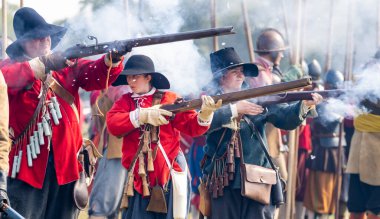 Worcestershire, İngiltere-25 Ağustos 2025: 1651 'de Worcester' daki İngiliz İç Savaşı 'nın en büyük ve son muharebesinin mühürlü düğümü İskoç Kralcılar ve parlamenterler arasında gerçekleşti..