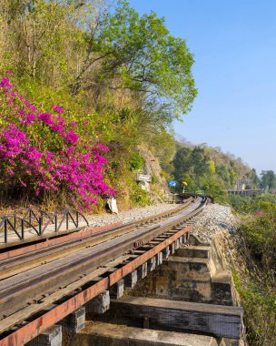 Thai-Burma Death Railway at Tham Krasae Bridge train station,near to River Kwai,Kanchanaburi,Thailand.