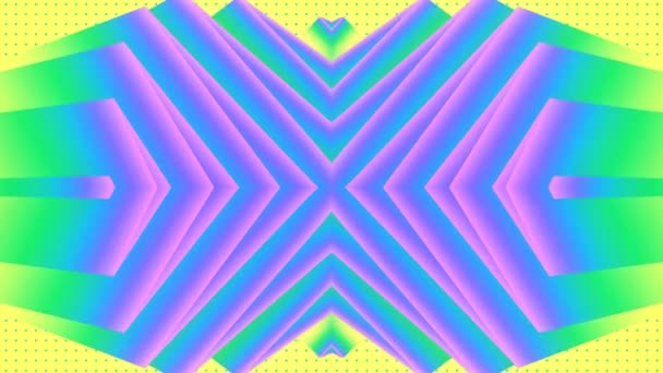 Ändlöst Rörliga Symmetriska Mönster Med Trendig Neonfärgad Lutning Rendering Abstrakt — Stockvideo