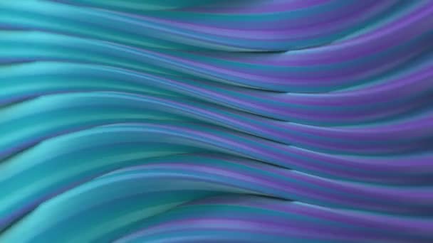 Abstract Wavy Background Infinitely Rotating Twisted Neon Colored Geometric Shapes — Stock Video