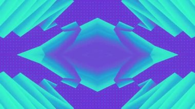 Fantastik kaleydoskopik zig-zag desenli dijitalsiz döngü animasyonu. Tasarım elemanı. Geleceğe yönelik bir geçmiş. 3D görüntüleme. 4K, Ultra HD çözünürlüğü