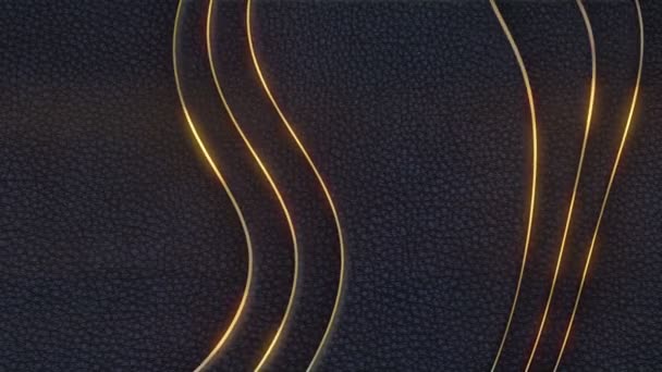 ゴールドの境界線とダークレザーの浮動層のデジタルシームレスループ豪華なアニメーション 抽象的な創造的なデザインの背景 3Dレンダリング Hd解像度 — ストック動画