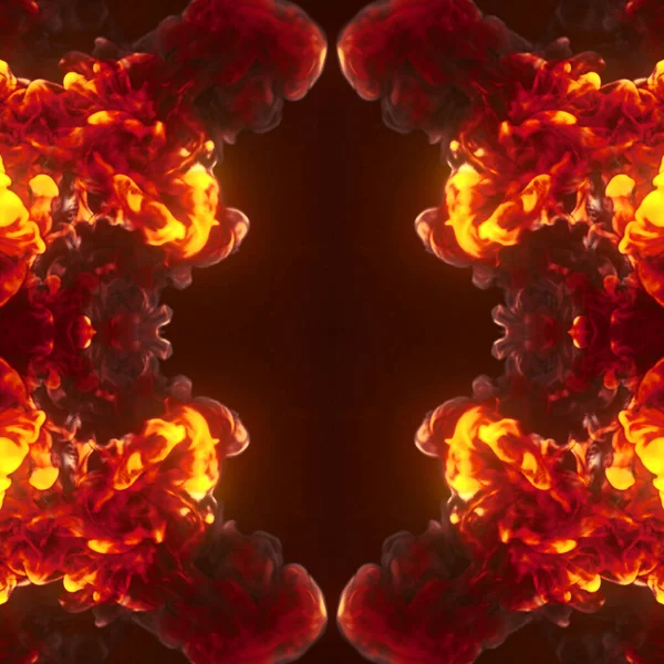 Fantastic Kaleidoscopic Pattern Hot Smoke Dark Background Trendy Template Glow — Stock Photo, Image