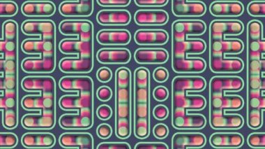 Hareketli gökkuşağı neon gradyanı olan soyut çizgi film labirenti. Yaratıcı konsept tasarımı. 3D canlandırma arkaplanı. 4K, Ultra HD çözünürlüğü