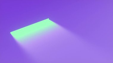 Parlak renkli ışık demeti, açık portaldan yüzeye düşer. Modern konsept arka plan. 3D canlandırma dijital animasyon. HD çözünürlüğü