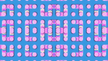 Hareketli gökkuşağı neon gradyanı olan soyut çizgi film labirenti. Yaratıcı konsept tasarımı. 3D canlandırma dijital animasyon. 4K, Ultra HD çözünürlüğü