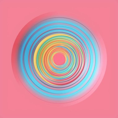 Değişim etkisine sahip çok renkli daire deseni. Geometrik soyut sanat arka planı. 3d dijital resimleme