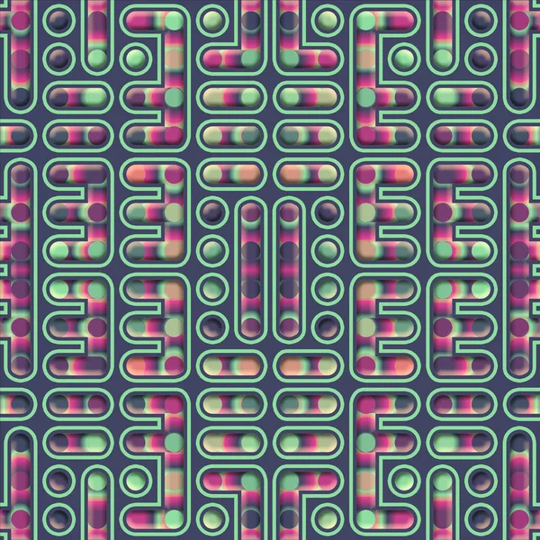 Abstract cartoon maze with rainbow neon gradient. Creative concept design. 3d rendering digital illustration background