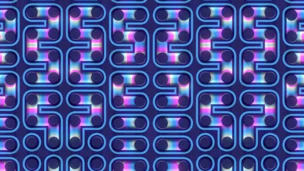 Cartoon Symmetrical Geometric Pattern Moving Iridescent Neon Gradient Rendering Abstract — Wideo stockowe