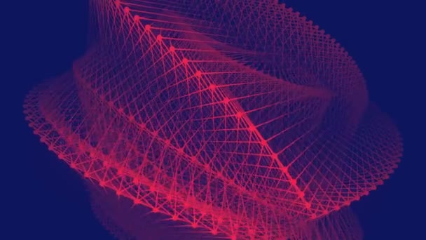 Geometric Wireframe Object Twists Deforms Stretches Create Abstract Background Design — Vídeos de Stock