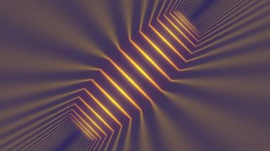 Abstract composition with moving burning rays of yellow-orange color. Digital background. Minimal creative design. Seamless loop animation. 3d rendering. 4K, Ultra HD resolution
