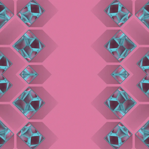 Symmetrical Composition Square Boxes Geometric Crack Pattern Long Shadow Pink —  Fotos de Stock