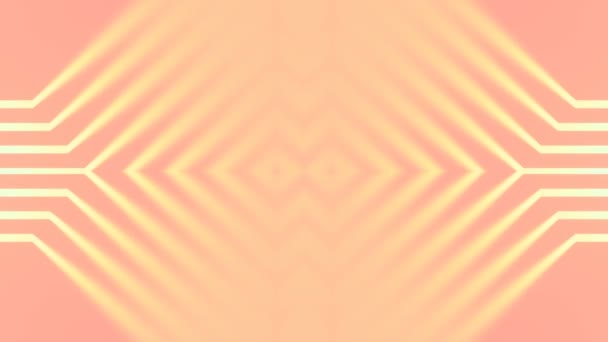 Symmetrische Kaleidoskopische Komposition Sanfter Bewegungen Gelber Lichtstrahlen Auf Rosa Hintergrund — Stockvideo
