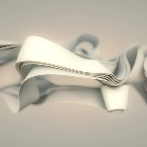 風に揺れる生地の白い縞 トレンディーなデザインテンプレート アートパターンの装飾 現代美術 3Dレンダリングデジタルイラスト — ストック写真