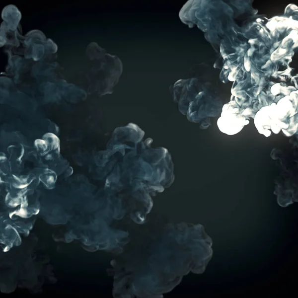 Explosión Química Abstracta Con Humo Sobre Fondo Oscuro Representación Ilustración — Foto de Stock