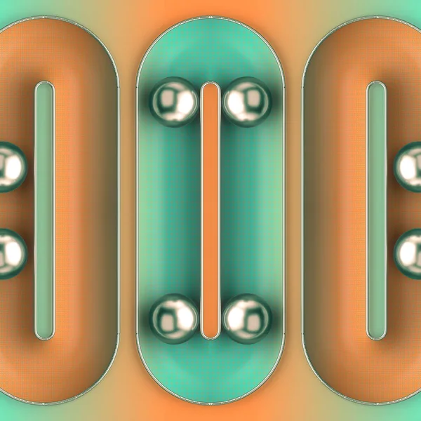 Fargerik Symmetrisk Mønster Med Rullende Metallkuler Overflate Med Trendy Gradient – stockfoto
