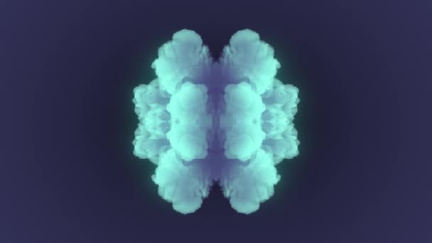 動きのグラフィックデザインのための暗い背景に幻想的なネオン色の化学煙で爆発 抽象的なスローモーション対称パターン 光る効果 3Dレンダリングデジタルアニメーション Uhd — ストック動画