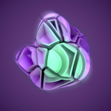 Çatlak desenli üç boyutlu fantastik nesne, üç boyutlu resimleme. Modern kavram arka planı