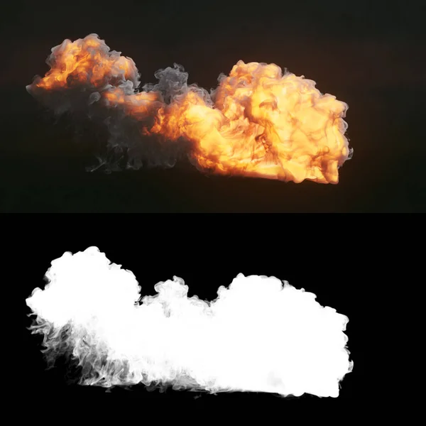 Vysoce Realistické Výbuchy Ohně Tmavým Kouřem Abstraktní Umělecké Zázemí Alfa — Stock fotografie