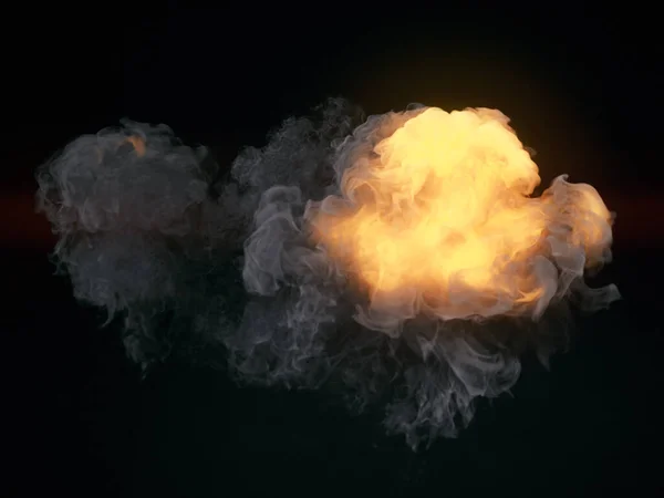 Explosión Fuego Gigante Altamente Realista Con Humo Oscuro Fondo Abstracto — Foto de Stock