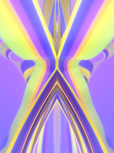 Vliegende Neon Gekleurde Symmetrische Strepen Stof Wind Modern Weergave Grafisch — Stockfoto