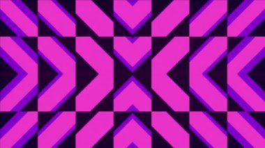 Basit geometrik şekillerin renkli simetrik deseni. Modern konsept arka plan. Dijital dikişsiz döngü animasyonu. 3D görüntüleme. 4K, Ultra HD çözünürlüğü