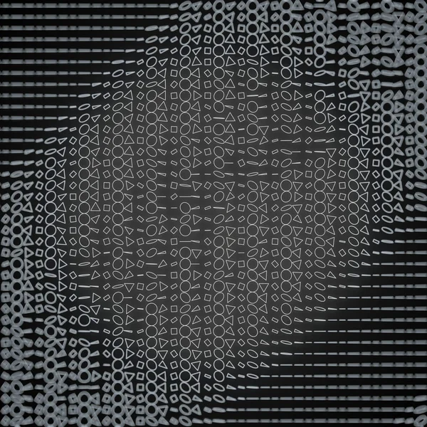 Bølgete Symmetriske Mønstre Flate Hvite Figurer Ordnet Rader Mørk Bakgrunn – stockfoto