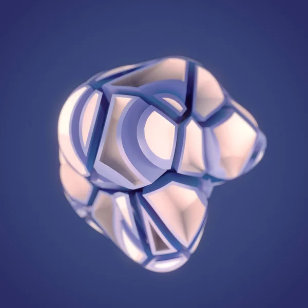 Abstrakti Mallinnus Digitaalinen Kuva Kristalli Magic Muoto Halkeama Kuvio Sinisellä — kuvapankkivalokuva