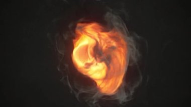Ateşin sihirli dansı. Soyut yaratıcı tasarım arka planı. Dijital dikişsiz döngü animasyonu. 3D görüntüleme. 4K, Ultra HD çözünürlüğü