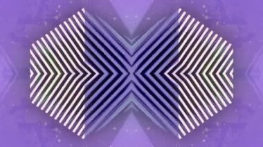 Parlak geometrik bir şeklin soyut simetrik bileşimi ve ince dilimlerin çizgili dokusu. Modern konsept arka plan. Dijital dikişsiz döngü animasyonu. 3D görüntüleme. HD çözünürlüğü