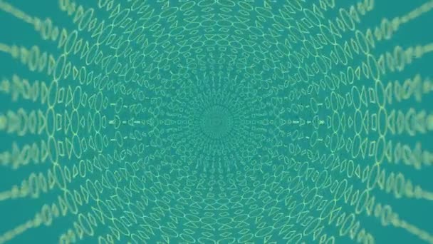 Спіральна Дивергентна Хвиля Хаотично Обертових Пласких Геометричних Форм Зеленому Фоні — стокове відео