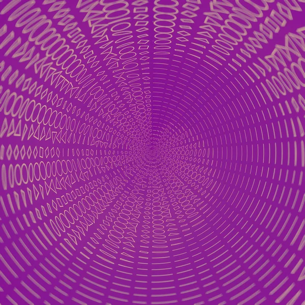 Spiral Divergerande Våg Plana Geometriska Former Violett Bakgrund Kreativ Design — Stockfoto