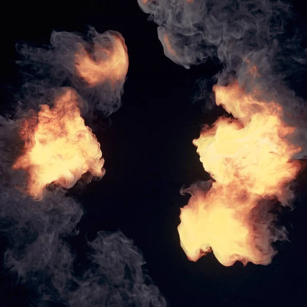 Composición Abstracta Con Cerca Explosiones Fuego Humo Oscuro Fondo Futurista —  Fotos de Stock