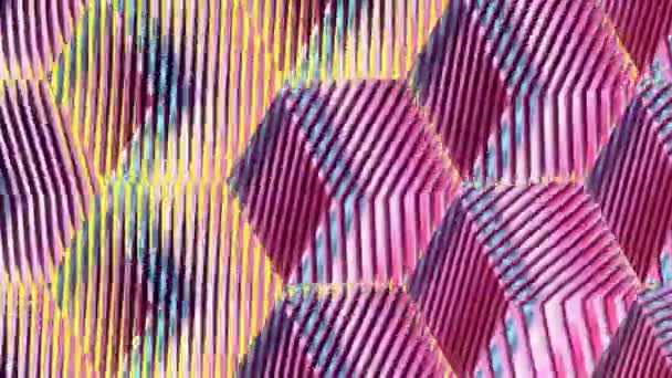 Izometrická Projekce Krychlového Vzoru Bezešvou Smyčkou Animované Pruhované Vícebarevné Textury — Stock video