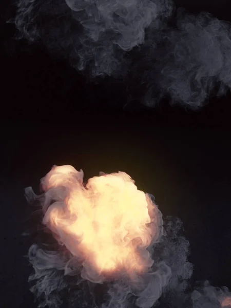 Explosionen Mit Fantastischem Dichtem Rauch Isoliert Auf Dunklem Hintergrund Für — Stockfoto