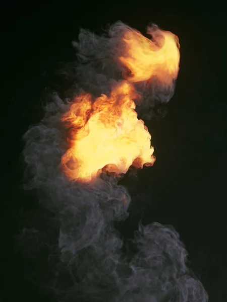 非常现实的爆炸与黑暗的烟雾 现代设计 3D渲染抽象背景 数字说明 — 图库照片