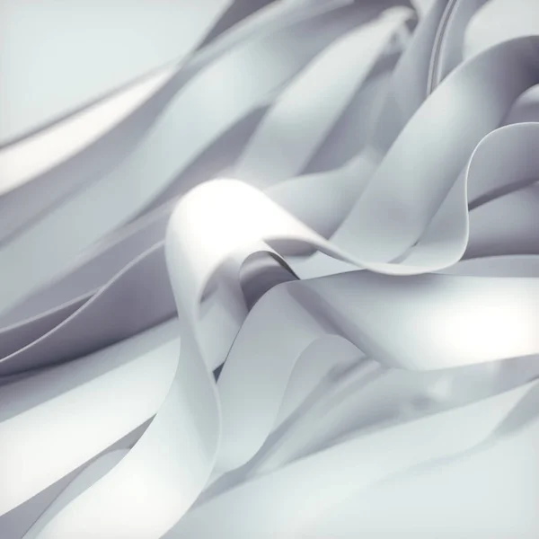 風デジタルイラストの白いファブリックストライプの魔法の波 フィールド効果の深さとグラフィックデザインのための美しいテンプレート 3Dレンダリングアートの背景 — ストック写真