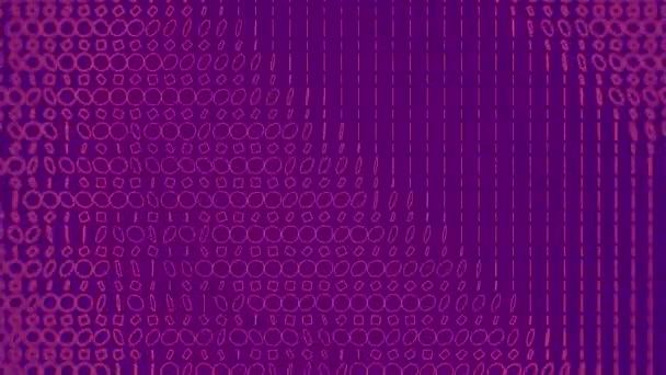 Волна Бесшовной Петли Анимации Строки Плоских Кругов Квадратов Фиолетовом Фоне — стоковое видео