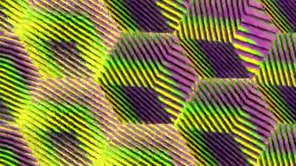 Izometrická Projekce Jasného Abstraktního Geometrického Pozadí Kostek Přepychovým Neonovým Gradientem — Stock video