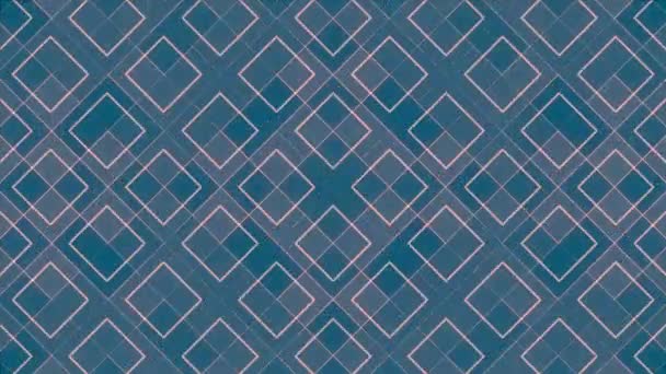 青い表面に明るい幾何学的形状の対称的なパターン 抽象的な創造的なデザインの背景 デジタルシームレスループアニメーション 3Dレンダリング Ultra Hd解像度 — ストック動画