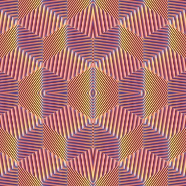 Çok renkli çizgili doku kaleydoskopik desen oluşturur. Soyut yaratıcı tasarım arka planı. 3d dijital resimleme