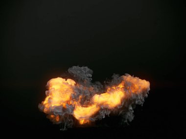 Grafik tasarımı için karanlık arka planda izole edilmiş fantastik kalın dumanlı patlamalar. Soyut zemin. Işık efekti. 3d dijital resimleme