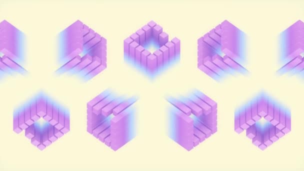 Ein Einfacher Trendiger Hintergrund Neonfarbe Mit Nahtloser Schleifenanimation Rechteckiger Geometrischer — Stockvideo