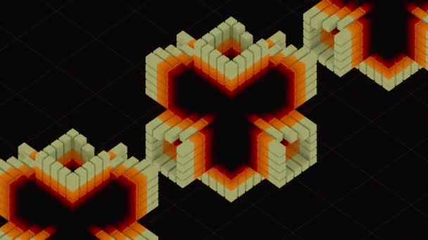 幾何学的な長方形の形が付いている流行の抽象的なデジタル背景シームレスなループアニメーション 3Dレンダリング ウルトラHd解像度 — ストック動画