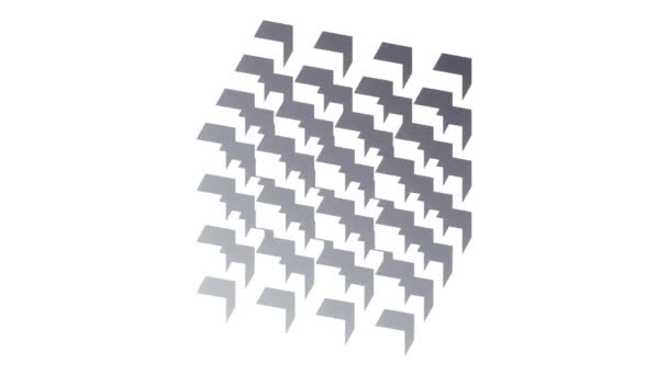 抽象的なデジタルシームレスループアニメーション グレーの滑らかなグラデーションと黒と白の正方形のグループ 光学的な錯覚 イソメトリック投影 3Dレンダリング ウルトラHd解像度 — ストック動画