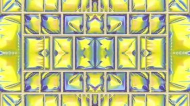 Şişirilebilir yüzeydeki renkli ve canlı desen parlak ve fantastik bir manzara yaratır. Sanat desenli dekorasyon elemanı arka planı. Dijital dikişsiz döngü animasyonu. 3D görüntüleme 4K UHD