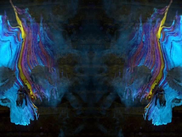 Mystische Jenseitige Komposition Zweier Symmetrisch Angeordneter Menschlicher Schädel Mit Wellenförmiger — Stockfoto