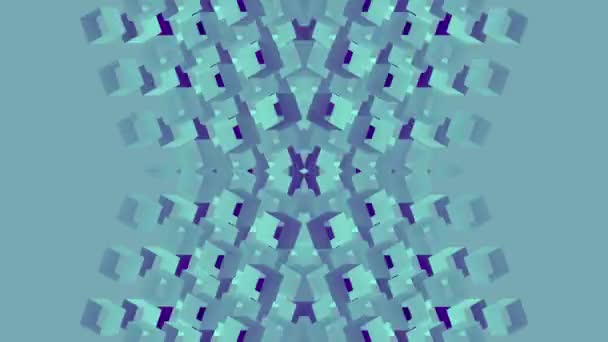 Kalejdoskopisk Neonmønster Geometriske Former Blå Baggrund Generativ Kunst Symmetrisk Digital – Stock-video